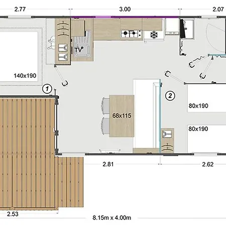 אתר קמפינג Mobil-home 2 Avec Terrasse Et Salon De Jardin - Api-1-52-448 *