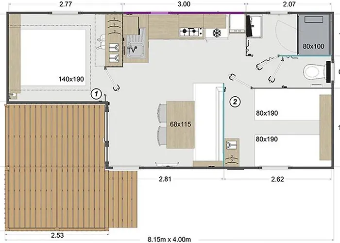 Кемпинг Mobil-home 2 Avec Terrasse Et Salon De Jardin - Api-1-52-448 *